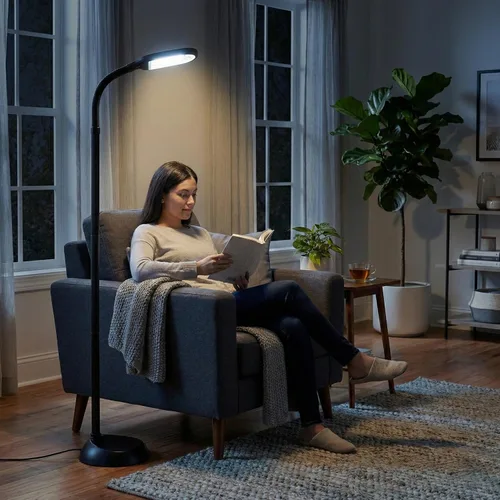 Miniatura 7 de Lavish Home - Lámpara de pie con luz solar y cuello de cisne ajustable