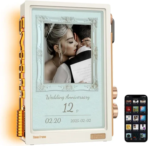 Divoom Times Frame - Marco de Fotos Digital WiFi de 10.1" con 64GB, Aplicación Gratuita sin Costos de Suscripción, Soporta la Carga de Blanco