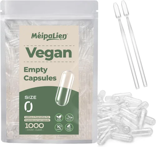 HPMC Empty Capsules Size 0-1000 Clear Count Pill Capsules Empty - Plant-Based Cellulose | Vegetarian, Halal, Non-GMO | for DIY Supplement & Herbal