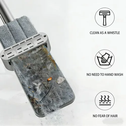 Miniatura 3 de Trapeador de microfibra plana para suelos de madera dura, 6 almohadillas lavables incluidas, mopa giratoria de 360° para azulejos de cocina y suelos
