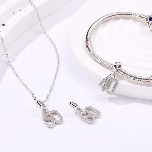 Miniatura 3 de Abalorios de plata de ley 925 con números de 16, 18, 21, 30, 40, 50, 60, para pulsera europea Pandora