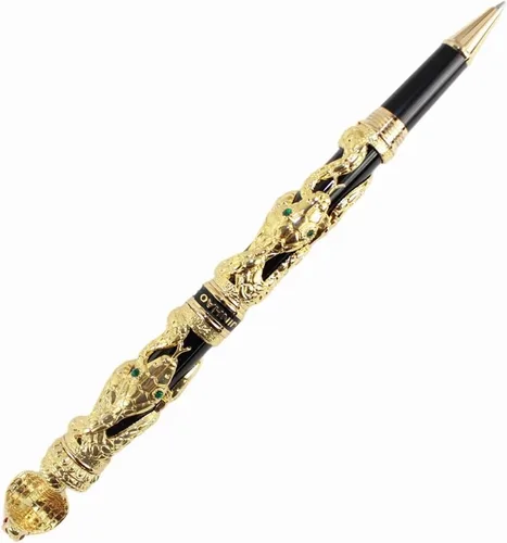 Miniatura 9 de Gullor Bolígrafo Rollerball Negro y Plata Antigua Serpiente Patrón 3D (blanco y negro)