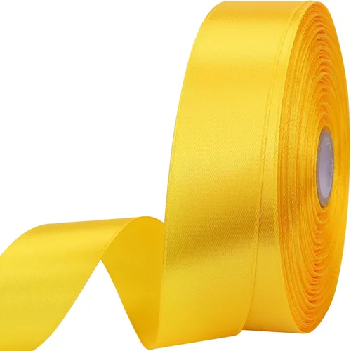 Miniatura 23 de Cinta de satén dorada de 1 pulgada de 50 yardas para envolver regalos, bodas, manualidades, Navidad, Pascua, flores, cabello, decoraciones de Dorado