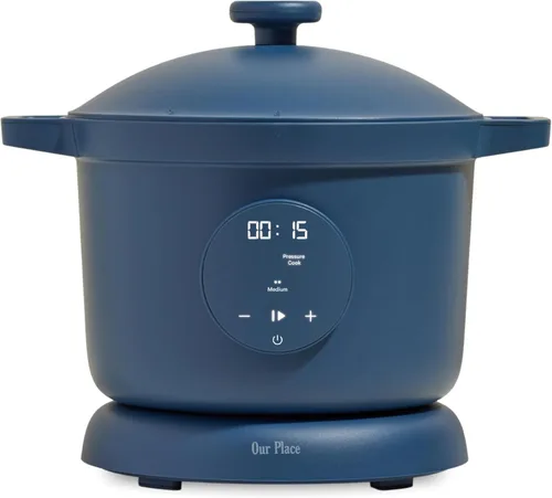 Our Place Dream Cooker | Multicocina antiadherente de cerámica de 6 cuartos de galón y olla a presión con controles de pantalla táctil y liberación