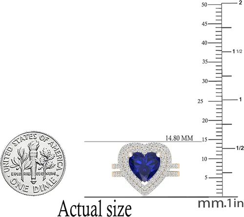 Miniatura 13 de Dazzlingrock Collection Juego de anillos de compromiso de doble halo con diamantes naturales redondos y piedras preciosas creadas en laboratorio
