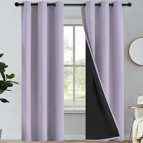 Miniatura 309 de Yakamok Cortinas negras, cortinas de ventana con aislamiento térmico y eficiencia energética para dormitorio, cortinas opacas completas y cortinas