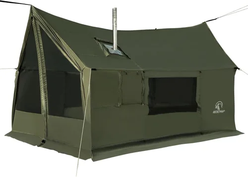 Miniatura 9 de REDCAMP Tienda de Campaña Caliente Grande tipo Hamaca con Salida para Estufa, Tienda de Campaña de Pared de Invierno Impermeable y Resistente al