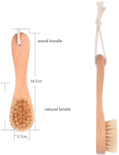 Miniatura 3 de Cepillo de limpieza facial de madera con cerdas naturales, mango de madera, limpiador facial para nariz, exfoliante, cuidado de la piel, paquete de 2
