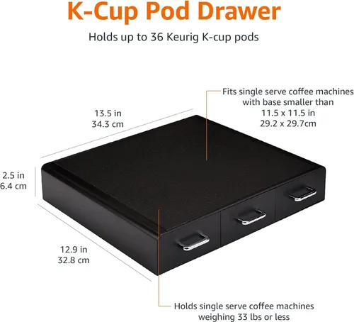 Miniatura 7 de Amazon Basics Cajón de almacenamiento de cápsulas de café para cápsulas K-Cup, capacidad de 36 cápsulas, color negro