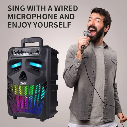 Miniatura 4 de E I F E R Altavoces Bluetooth Cool Skull, Altavoz Portátil Inalámbrico, Compatible con Smartphones y Tablets, Adecuado para Hogar, Jardín, Fiesta