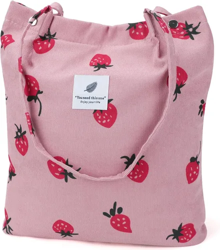 Miniatura 103 de Ayieyill - Bolsa de pana para mujer y niña, con correa de lona para colgar al hombro, bolsa con bolsillo