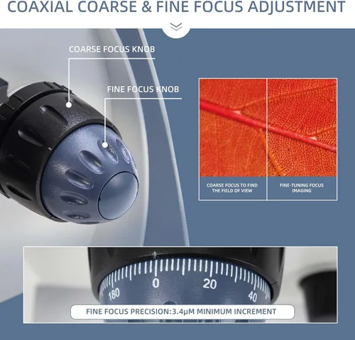 Miniatura 7 de SWIFT SW380B Microscopio compuesto binocular, 40X-2500X con cámara de 1.3 MP, 100 diapositivas de microscopio, kit de microscopio para estudiantes