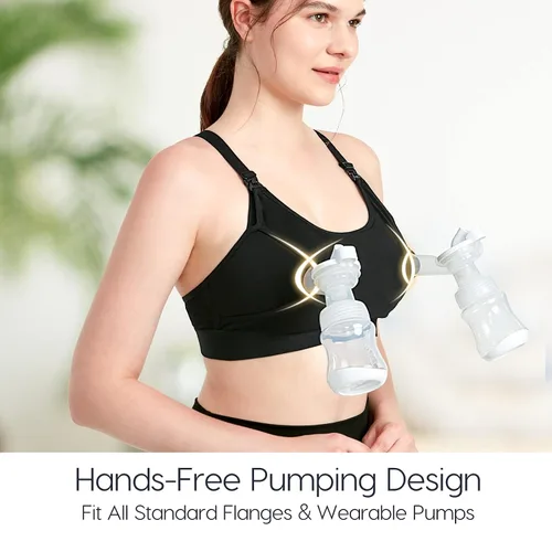Miniatura 2 de Lupantte Brasier de bombeo manos libres para mujer, paquete de 2, cómodo brasier de extracción de leche con almohadillas, brasier de lactancia