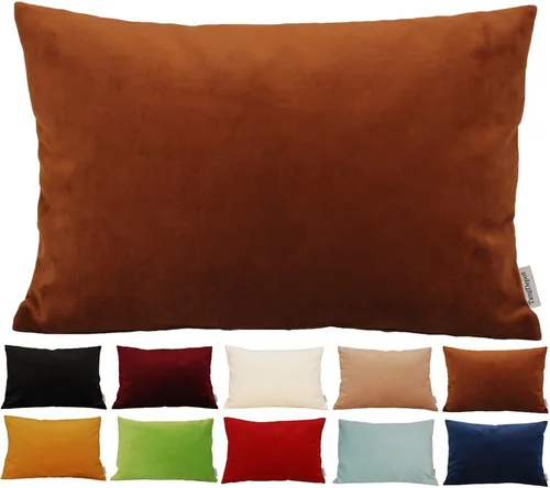 Miniatura 135 de TangDepot - Funda de almohada lisa de terciopelo, funda de cojín supersuave de lujo, muchas opciones de colores y tamaños