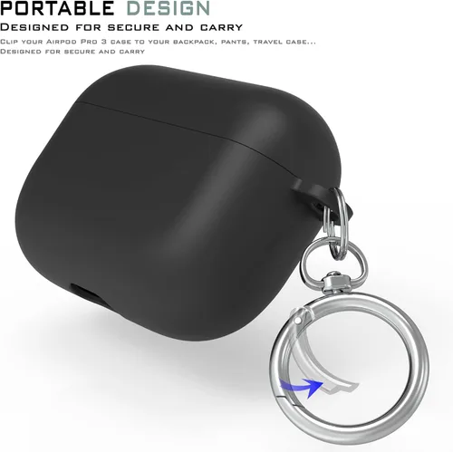 Miniatura 2 de Funda protectora de silicona híbrida compatible con AirPods 3, AirPods de 3ª generación 2021 con llavero delgado de dos piezas a presión