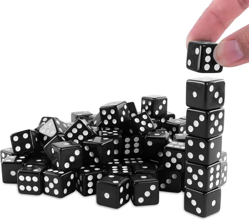 Miniatura 5 de Super Z Outlet Dados negros estándar de 0.630 in con puntos blancos para juegos de mesa, actividad, recuerdos de fiesta, regalos de juguete