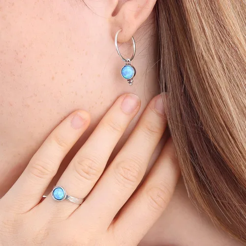 Miniatura 33 de Anillo de plata de ley con piedras preciosas para mujer, anillo apilable de piedra martillada, anillo de piedra natal