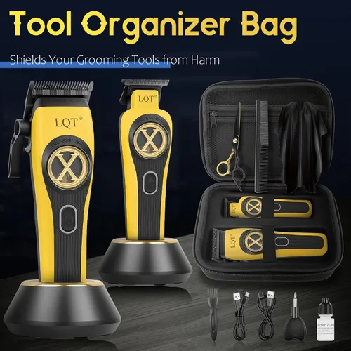 Miniatura 7 de Cortapelos profesionales recargables para hombres, juego de cortapelos inalámbrico de 9000 RPM con recortador, estuche y potente motor para cortar