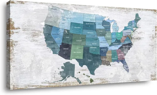 Mapa de los Estados Unidos para decoración de pared, mapa de los Estados Unidos, arte de pared para decoración de pared, fondo de madera, US Map