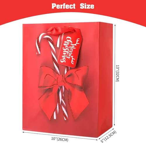 Miniatura 3 de KomoLeay Paquete de 4 bolsas de regalo de 13" de gran tamaño con patrón navideño surtido, bolsas de regalo con papel de seda para suministros