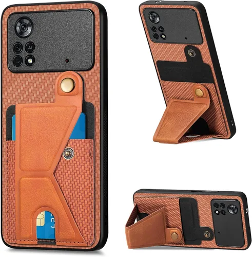 Miniatura 201 de Funda para Xiaomi Poco M5s 4G, Funda para Redmi Note 10 4G / Note 10S 4G / Note 11 SE (India) Funda de cuero PU ranuras para tarjetas Soporte