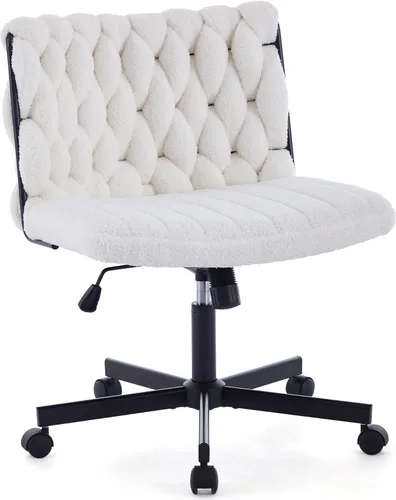 Miniatura 3 de Silla de oficina giratoria moderna, silla de escritorio sin brazos con diseño cruzado con asiento de 25.5 pulgadas de ancho, capacidad de 300