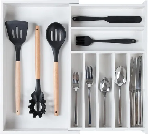 Miniatura 15 de KitchenEdge Organizador Premium de Cubiertos, Vajilla y Utensilios para Cajones de Cocina, Grado Contractual Apto para Alimentos, Expandible de 18 a