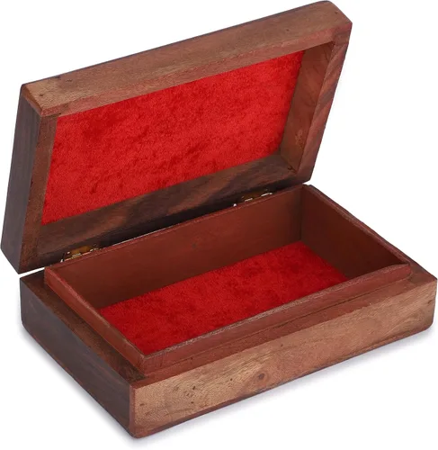 Miniatura 7 de Ajuny Joyero decorativo de madera de recuerdo de 8 pulgadas - Caja de tallado de 7 chakras para joyas, monedas, cartas de tarot, organizador