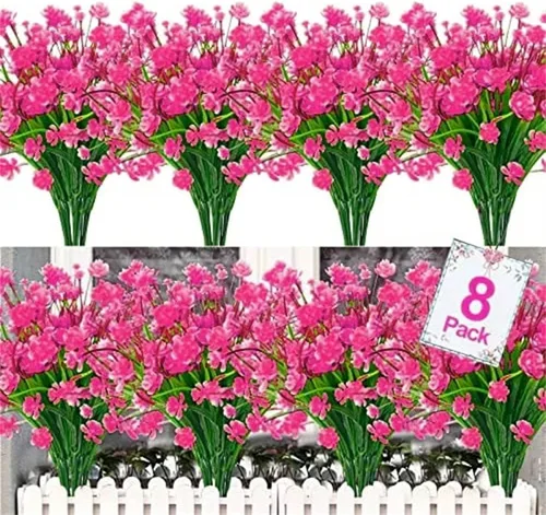 Miniatura 2 de 8 paquetes de flores falsas para decoración del hogar, porche delantero, flores artificiales para exteriores, ramo de boda, flores sintéticas