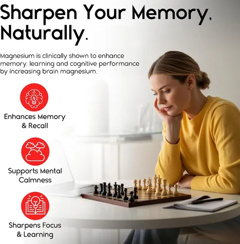 Miniatura 7 de Suplemento de magnesio de 2000 mg para un mejor sueño - Suplementos para la memoria y la concentración - Alta absorción muscular y apoyo cerebral