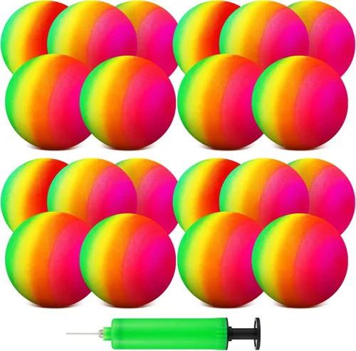 Vinsot Paquete de 12 bolas inflables de 8.5 pulgadas para parque infantil, bolas inflables para niños, balón inflable con bomba de mano para juegos