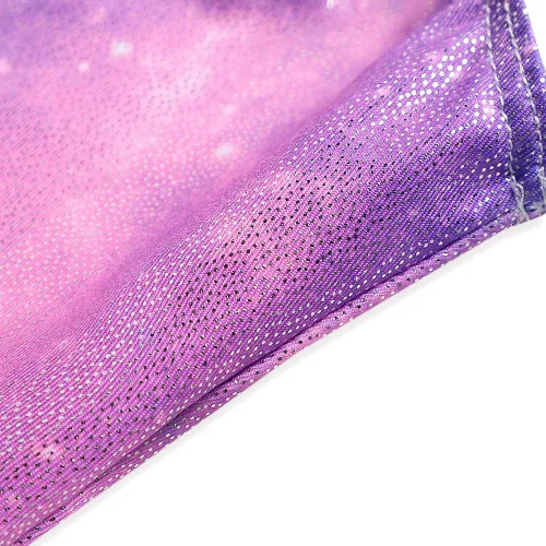 Miniatura 213 de HOZIY - Leotardos de gimnasia con pantalones cortos brillantes para niñas pequeñas; estampados de unicornio, aurora, arco iris, sirena, dinosaurio