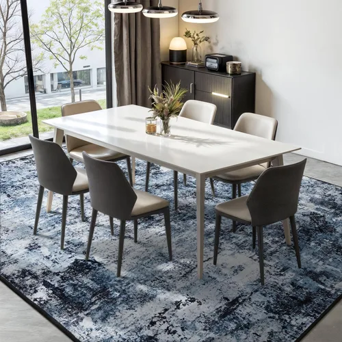 Miniatura 3 de Rugflix Alfombras de área de 8 x 10 pies para sala de estar, alfombra grande lavable, resistente a las manchas, pelo bajo, alfombra oscura moderna