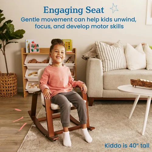 Miniatura 5 de ECR4Kids Mecedora de lectura Bentwood con reposabrazos y cojín, muebles Montessori, nogal oscuro