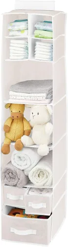 Miniatura 5 de mDesign - Organizador de almacenamiento para barra de guardarropa, 7 estantes, 3 cajones