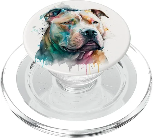 Miniatura 7 de Pitbull - Diseño de acuarela para perros PopSockets intercambiables PopGrip