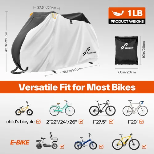 Miniatura 5 de Sportneer Cubierta para bicicleta: Fundas impermeables para bicicletas al aire libre con orificio de bloqueo y bolsa de almacenamiento, cubiertas