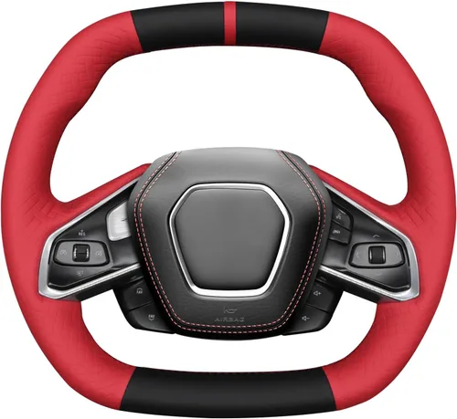 Miniatura 12 de MEWANT Funda para volante de automóvil de piel auténtica y gamuza cosida a mano para Chevrolet Stingray Z06 Corvette (C8) 2020-2022