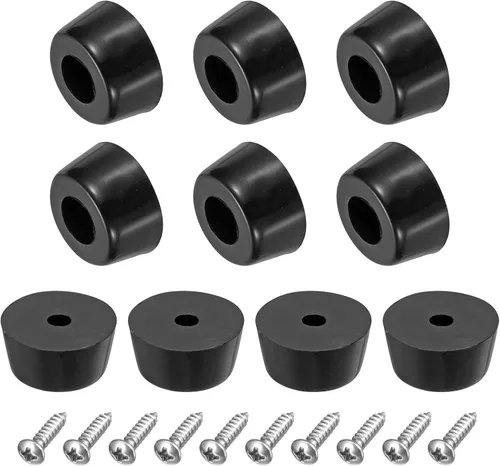 Miniatura 19 de uxcell 10 piezas topes de goma, almohadillas redondas de 0.28 pulgadas de alto x 0.51 pulgadas de ancho con arandela de acero inoxidable y tornillos