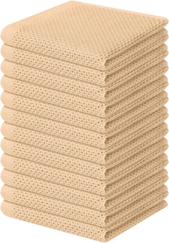 Miniatura 271 de Homaxy Paños de cocina de 100% algodón con tejido de gofre, ultra suaves, absorbentes, de secado rápido, 12 x 12 pulgadas, paquete de 6, amarillo