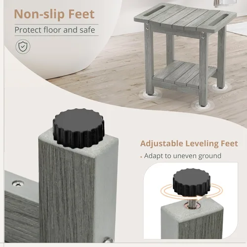 Miniatura 4 de LUE BONA HDPS Bancos de ducha para ducha interior, taburete de ducha gris para afeitarse las piernas con estante, asiento de ducha impermeable