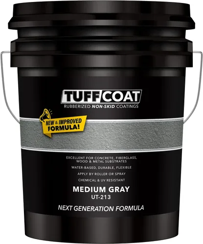 Tuff Coat UT-213 Gris Medio - 5 Galones: Revestimiento sumergible, a base de agua, de goma antideslizante