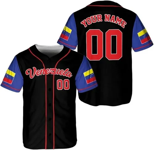 Miniatura 10 de Camiseta de béisbol de Venezuela, número de nombre personalizado, camisa de Beisbol Venezuela, camiseta deportiva de orgullo de la bandera