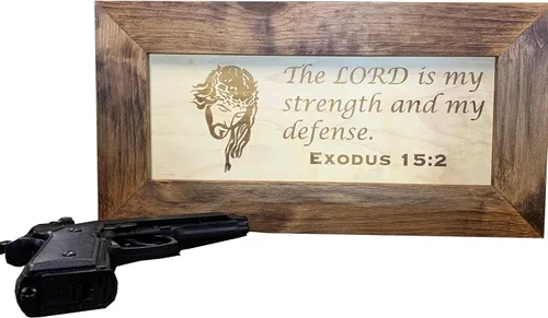 Miniatura 6 de Bellewood Designs Almacenamiento oculto para armas con versículo bíblico personalizado, seis estilos de gabinete de ocultación disponibles