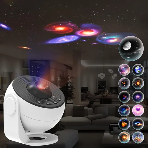 Miniatura 8 de Proyector Galaxy Pro para dormitorio, proyector de planetario HD 13 en 1 con temporizador, nebulosa y luz de estrella de la vía láctea para techo