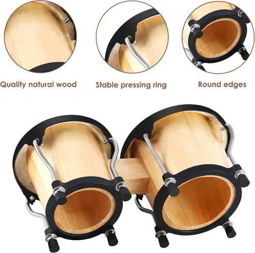 Miniatura 3 de EastRock Bongo - Juego de tambor de 4 y 5 pulgadas para adultos, principiantes, profesionales, instrumentos de percusión de madera y metal con llave