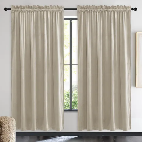 Miniatura 70 de NICETOWN Cortinas opacas de terciopelo extralargas negras de 120 pulgadas de largo para telón de fondo, cortinas de terciopelo con aislamiento Serie