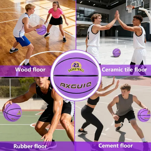 Miniatura 4 de Baloncesto de goma gruesa para niños y jóvenes, tamaño 3/4/5/6/7, para exteriores, colorido, 22/25.5/27.5/28.5/29.5 pulgadas, para regalos
