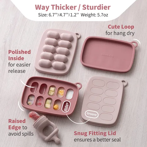 Miniatura 4 de SAMiGO Alimentador de frutas para bebés y conjunto de moldes para paletas de leche materna, mordedor de frutas de silicona, chupete alimentador