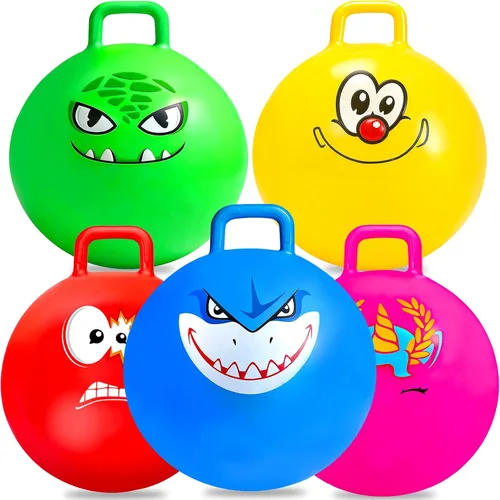 Miniatura 11 de Hymaz Pelota de tolva para niños de 3 a 6 años, paquete de 3 bolas inflables con asa, pelota inflable para saltar saltando, juguetes de salto